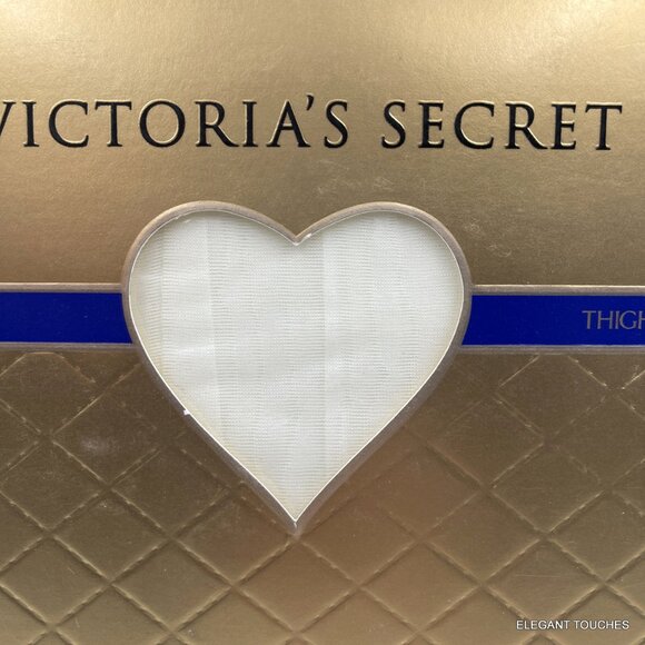 VGT Victoria's Secret Sheer Thigh Highs Size Small Pure White Lace Trim Stocking - Picture 3 of 3